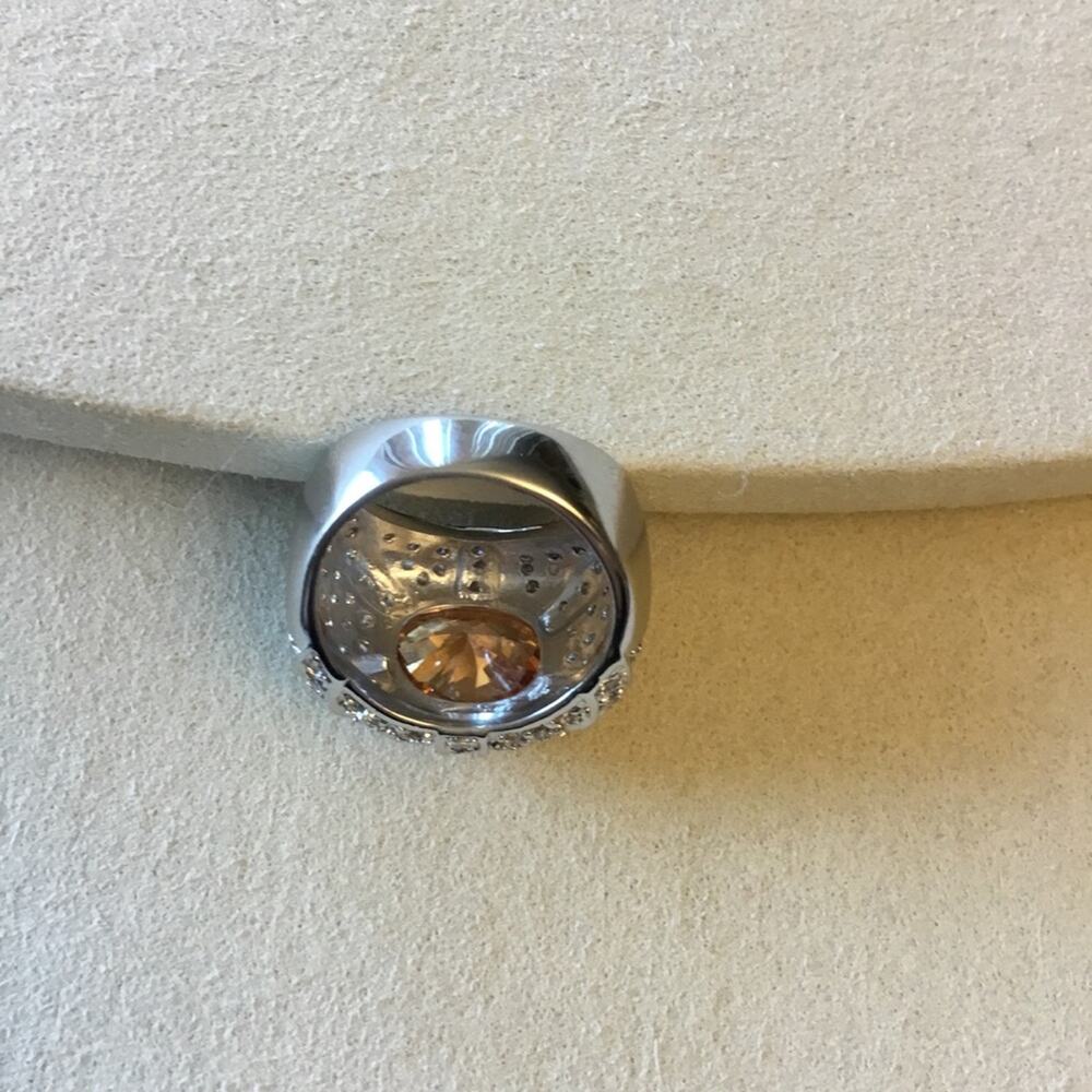 Sterling Silver Yellow Crystal Statement Ring - Picture 8 of 11
